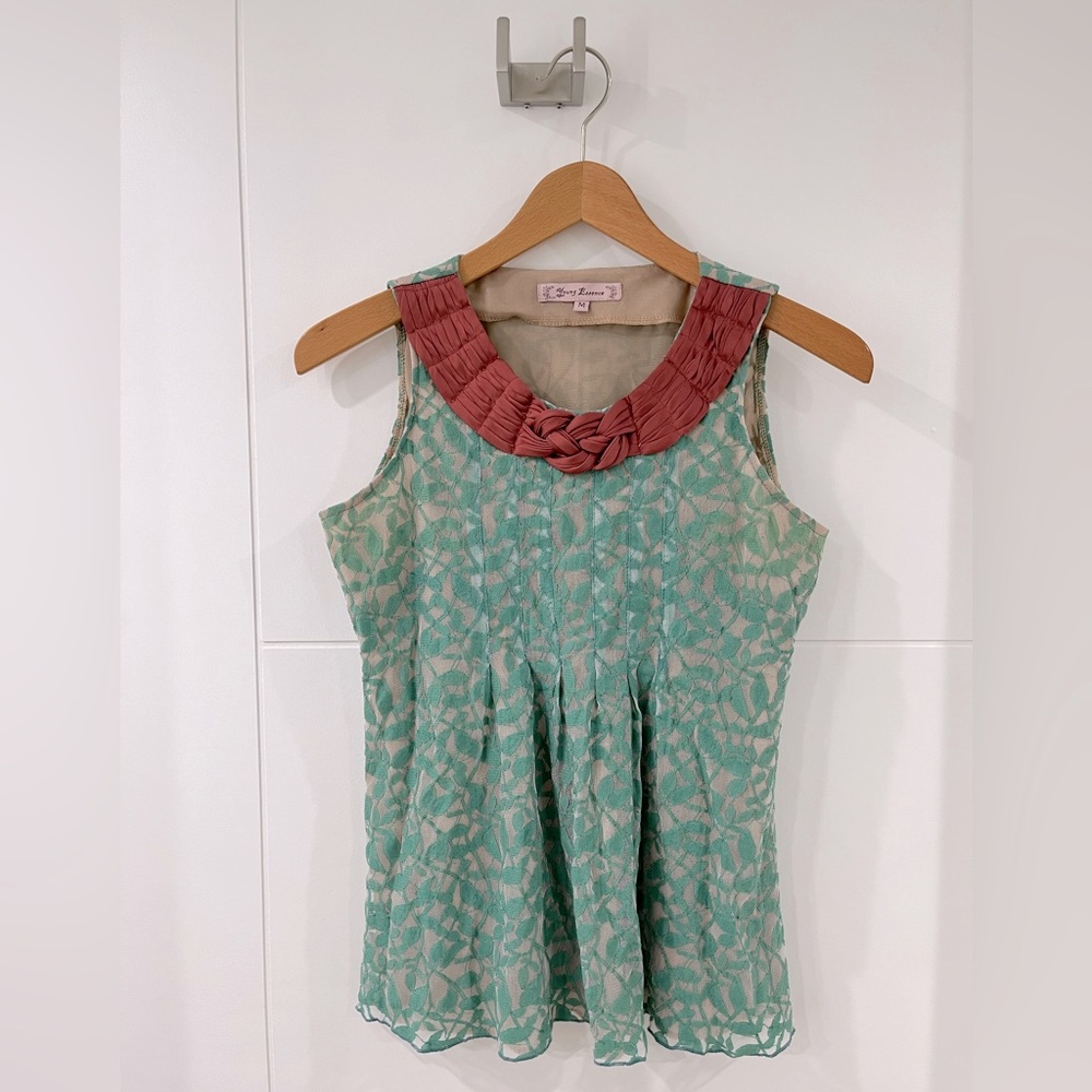 Young Essence lace and satin sleeveless blouse, medium, gently used